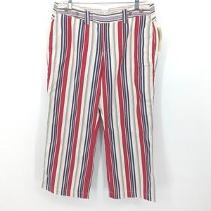 Vintage Tommy‎ Hilfiger Capri Pants Womens 12 Red White Blue Striped Cotton NWT